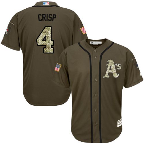 Oakland Athletics #4 Coco Crisp Green Salute to Service Stitched MLB Jersey