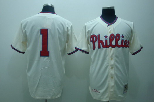 Philadelphia Phillies #1 Richie Ashburn 1948 Cream Throwback Jersey