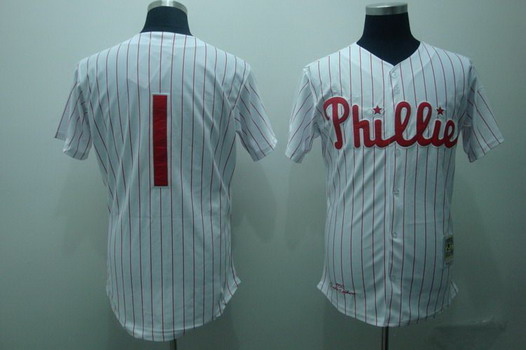 Philadelphia Phillies #1 Richie Ashburn 1950 White Thorwback Jersey