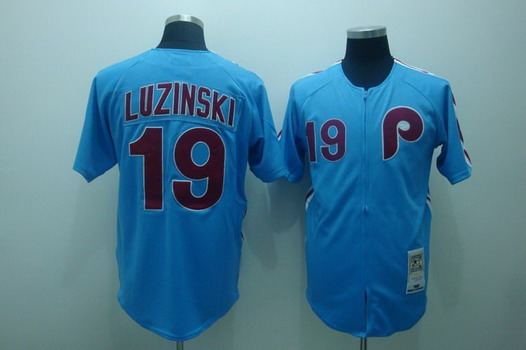 Philadelphia Phillies #19 Greg Luzinski 1980 Blue Throwback Jersey