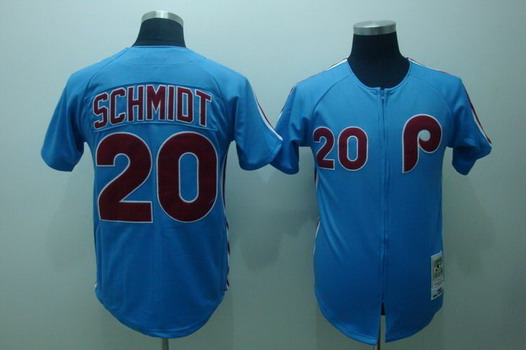 Philadelphia Phillies #20 Mike Schmidt 1980 Blue Throwback Jersey