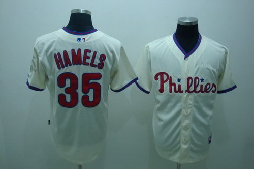 Philadelphia Phillies #35 Cole Hamels Cream Jersey