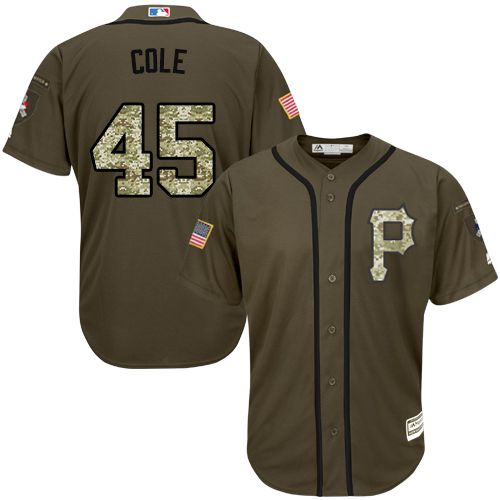 Pittsburgh Pirates #45 Gerrit Cole Green Salute to Service Stitched MLB Jersey