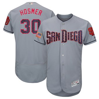 San Diego Padres 30 Eric Hosmer Majestic Gray 2018 Stars & Stripes Flex Base Player Jersey