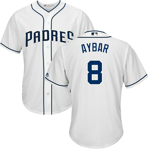 San Diego Padres 8 Erick Aybar White New Cool Base Stitched Baseball Jersey
