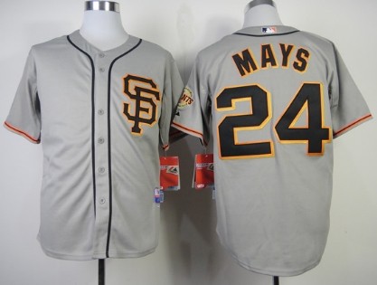 San Francisco Giants #24 Willie Mays Gray SF Edition Cool Base Jersey