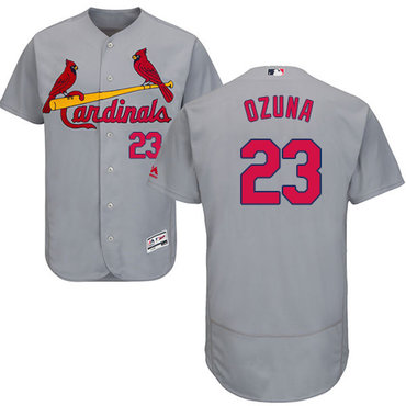 St. Louis Cardinals #23 Marcell Ozuna Grey Flexbase Authentic Collection Stitched MLB Jersey