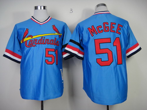 St. Louis Cardinals #51 Willie McGee 1982 Light Blue Throwback Jersey