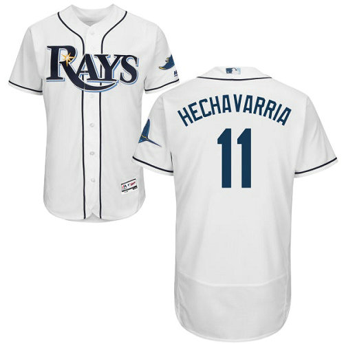 Tampa Bay Rays #11 Adeiny Hechavarria White Flexbase Authentic Collection Stitched Baseball Jersey
