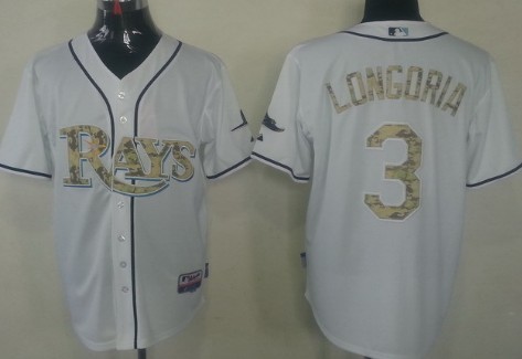 Tampa Bay Rays #3 Evan Longoria White With Camo Jersey