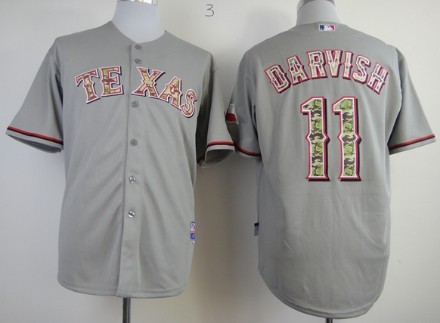 Texas Rangers #11 Yu Darvish Gray With Camo Jersey