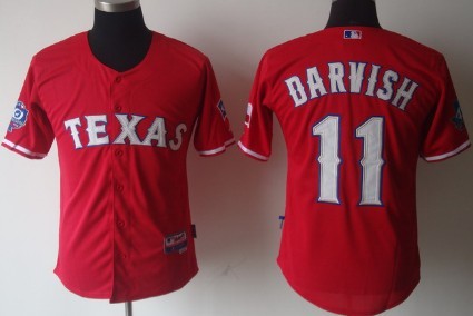Texas Rangers #11 Yu Darvish Red 40TH Kids Jersey