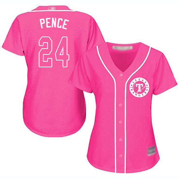 Texas Rangers #24 Hunter Pence Pink Fashion Women’s Stitched Baseball Jersey