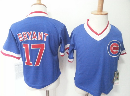Toddler Chicago Cubs #17 Kris Bryant Blue Pullover MLB Majestic Baseball Jersey