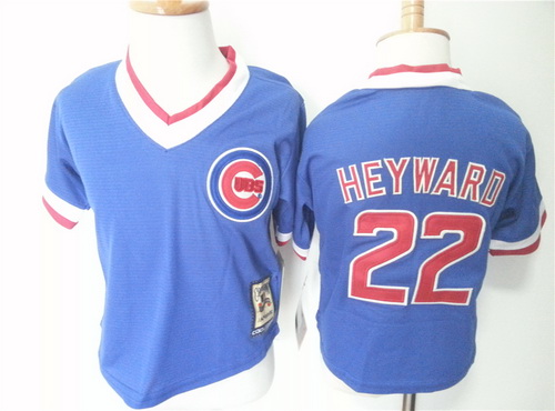 Toddler Chicago Cubs #22 Jason Heyward Blue Pullover MLB Majestic Baseball Jersey