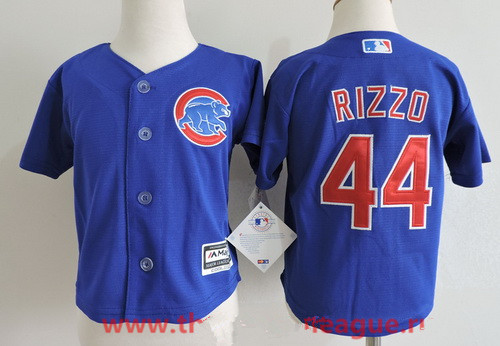Toddler Chicago Cubs #44 Anthony Rizzo Royal Blue Stitched MLB Majestic Cool Base Jersey