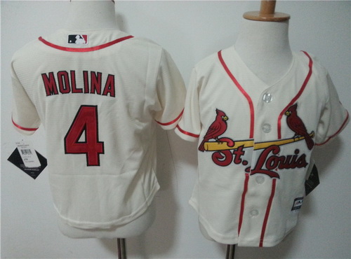 Toddler St. Louis Cardinals #4 Yadier Molina Cream MLB Majestic Baseball Jersey