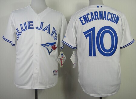 Toronto Blue Jays #10 Edwin Encarnacion White Jersey