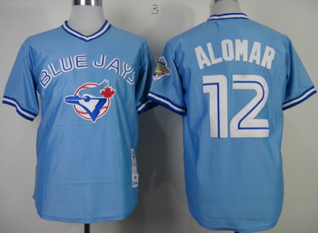 Toronto Blue Jays #12 Roberto Alomar 1993 Light Blue Throwback Jersey