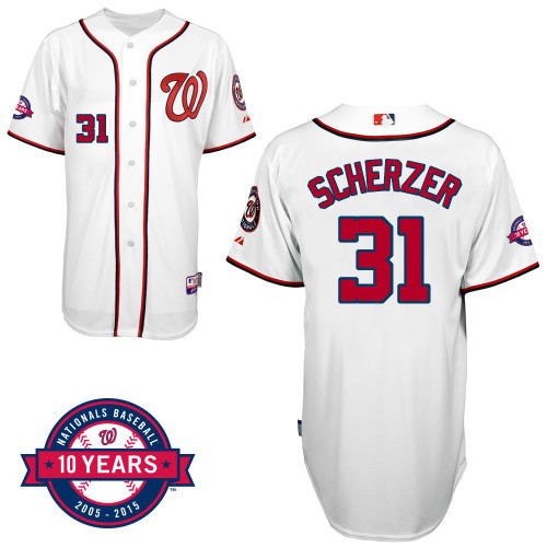 Washington Nationals #31 Max Scherzer White 10TH Jersey