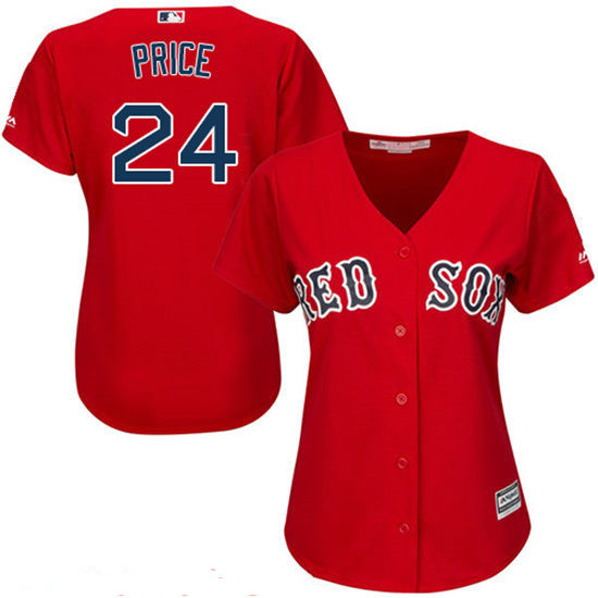 Women’s Boston Red Sox #24 David Price Red Stitched MLB Majestic Cool Base Jersey