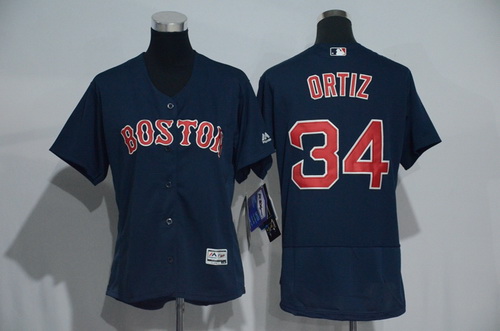 Women’s Boston Red Sox #34 David Ortiz Navy Blue 2016 Flexbase Stitched Baseball Jersey