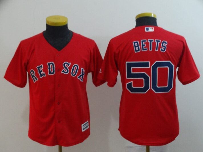 Women’s Boston Red Sox #50 Mookie Betts Red Stitched MLB Cool Base Jersey