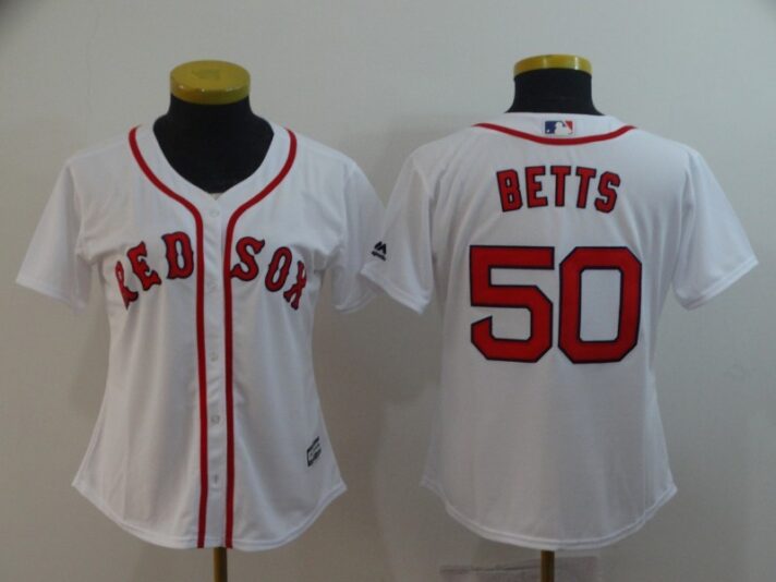 Women’s Boston Red Sox #50 Mookie Betts White Home Stitched MLB Cool Base Jersey