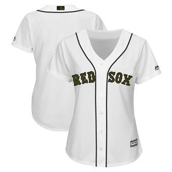 Women’s Boston Red Sox Majestic White 2018 Memorial Day Cool Base Team Custom Jersey