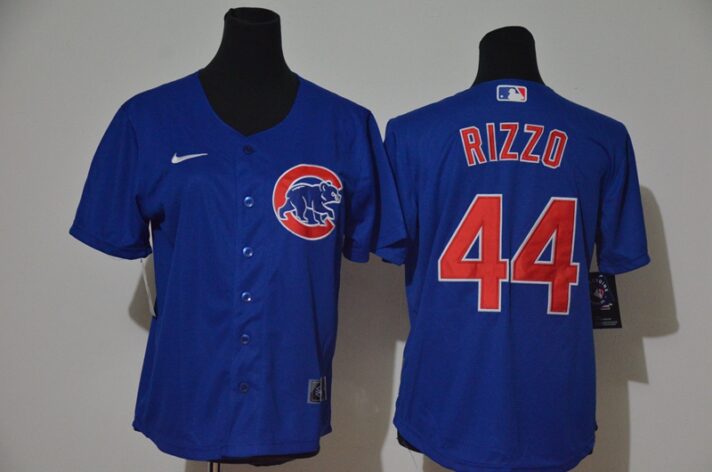 Women’s Chicago Cubs #44 Anthony Rizzo Blue Stitched MLB Cool Base Nike Jersey