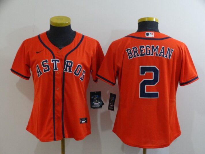 Women’s Houston Astros #2 Alex Bregman Orange Stitched MLB Cool Base Nike Jersey