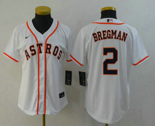 Women’s Houston Astros #2 Alex Bregman White Stitched MLB Cool Base MLB Jersey