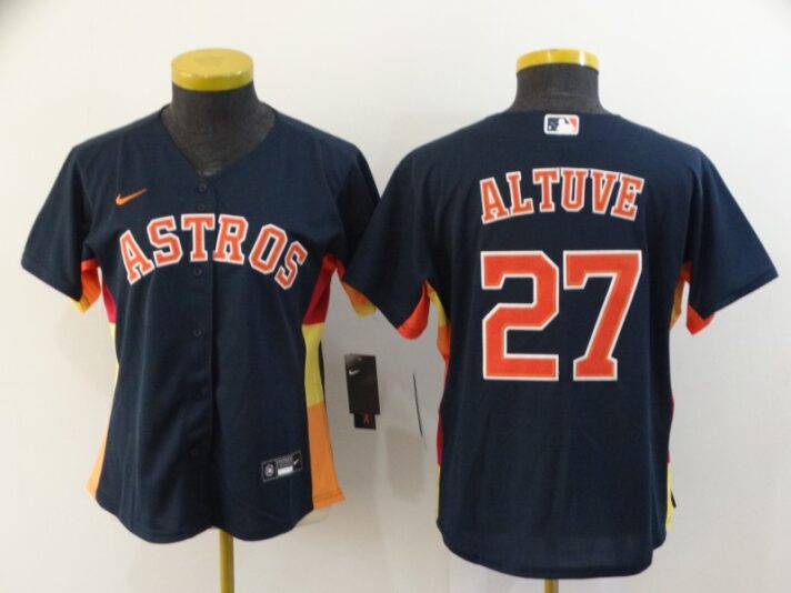 Women’s Houston Astros #27 Jose Altuve Navy Blue Stitched MLB Cool Base Nike Jersey