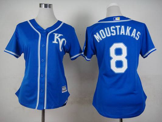 Women’s Kansas City Royals #8 Mike Moustakas 2014 Blue Jersey