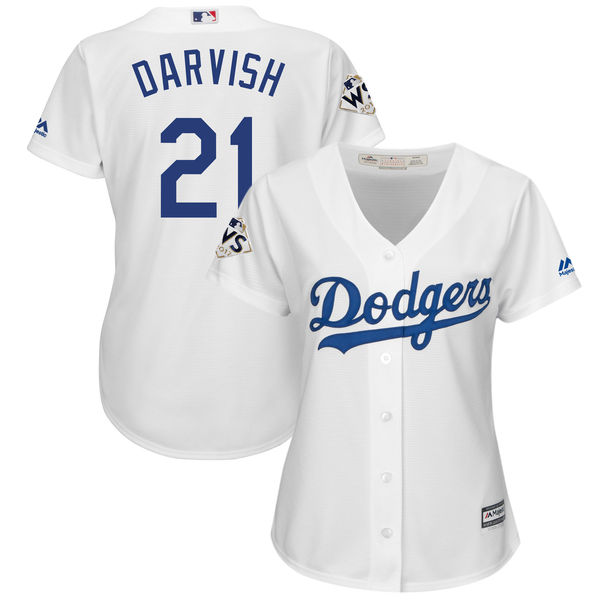 Women’s Los Angeles Dodgers #21 Yu Darvish White 2017 World Series Bound Cool Base Player Jersey