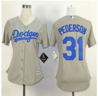 Women’s Los Angeles Dodgers #31 Joc Pederson Away Gray 2015 MLB Cool Base Jersey