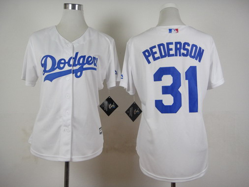 Women’s Los Angeles Dodgers #31 Joc Pederson White 2015 MLB Cool Base Jersey