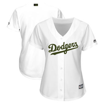 Women’s Los Angeles Dodgers Majestic White 2018 Memorial Day Cool Base Team Custom Jersey
