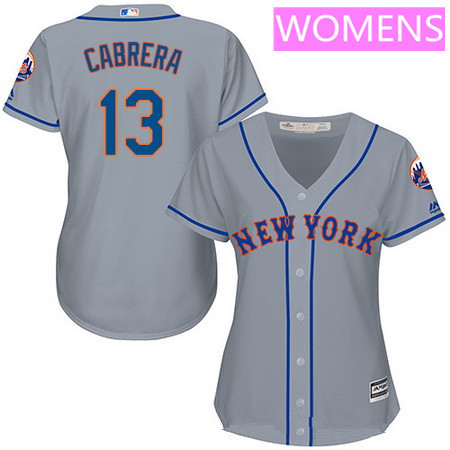 Women’s New York Mets #13 Asdrubal Cabrera Gray Road Stitched MLB Majestic Cool Base Jersey