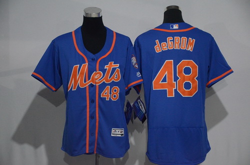 Women’s New York Mets #48 Jacob deGrom Blue With Orange 2016 Flexbase Stitched Baseball Jersey
