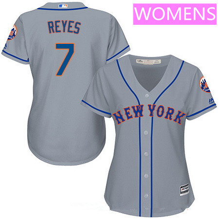 Women’s New York Mets #7 Jose Reyes Gray Road Stitched MLB Majestic Cool Base Jersey