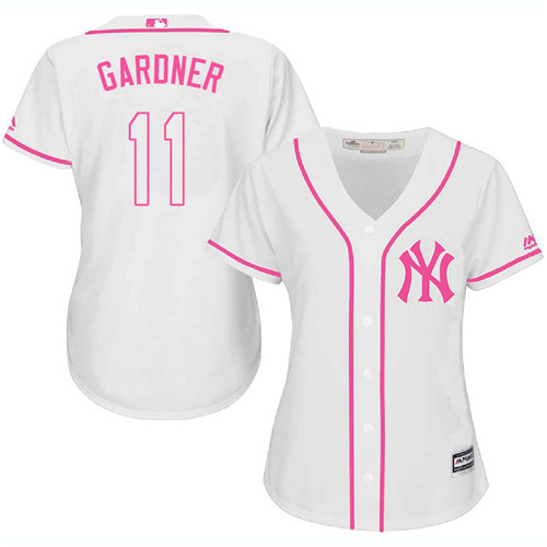 Women’s New York Yankees #11 Brett Gardner Authentic White Fashion Cool Base MLB Jersey