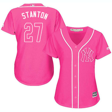 Women’s New York Yankees #27 Giancarlo Stanton Pink Fashion Stitched MLB Jersey