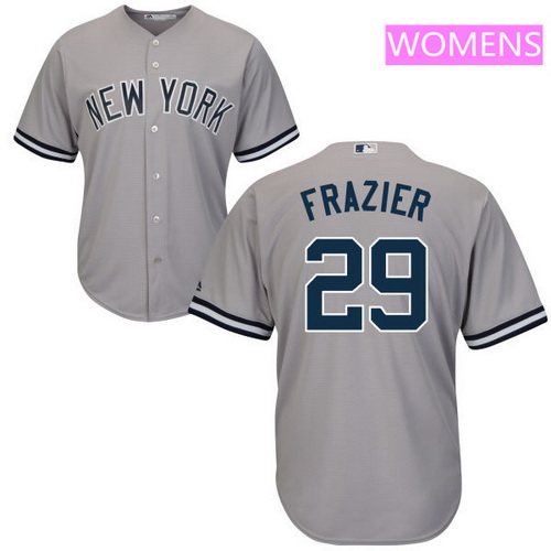 Women’s New York Yankees #29 Todd Frazier Gray Road Stitched MLB Majestic Cool Base Jersey