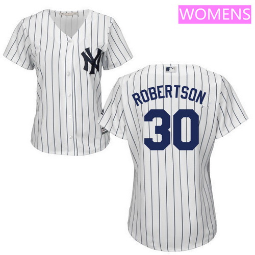 Women’s New York Yankees #30 David Robertson White Home Stitched MLB Majestic Cool Base Jersey