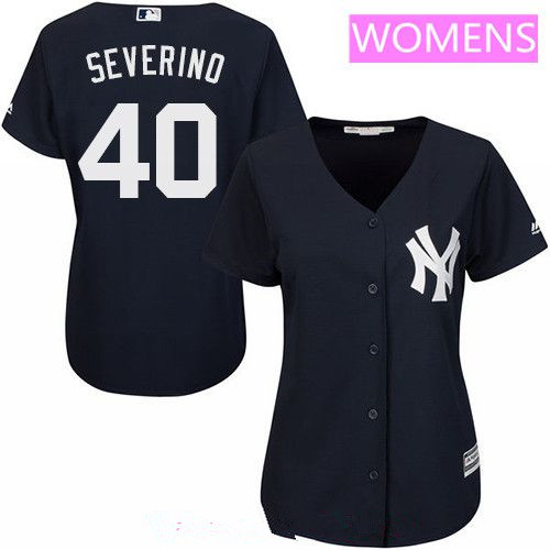 Women’s New York Yankees #40 Luis Severino Navy Blue Alternate Stitched MLB Majestic Cool Base Jersey