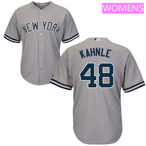 Women’s New York Yankees #48 Tommy Kahnle Gray Road Stitched MLB Majestic Cool Base Jersey