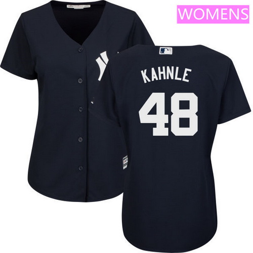 Women’s New York Yankees #48 Tommy Kahnle Navy Blue Alternate Stitched MLB Majestic Cool Base Jersey