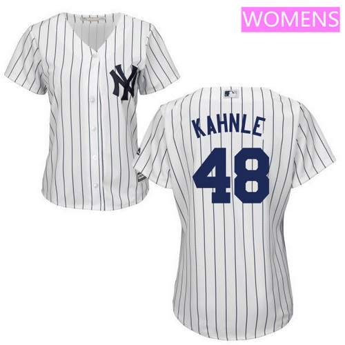 Women’s New York Yankees #48 Tommy Kahnle White Home Stitched MLB Majestic Cool Base Jersey