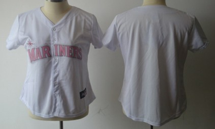 Women’s Seattle Mariners Customized White With Pink Jersey